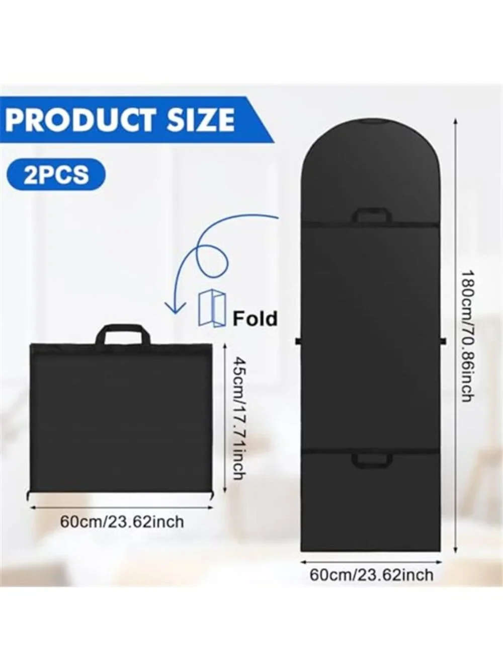 Black PEVA Garment Bag Dress Coat Suit Travel Storage Hanging Clothes Cover